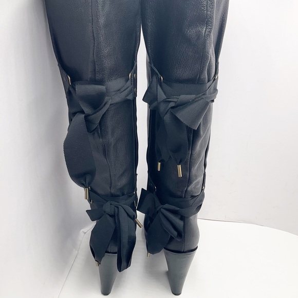 {Vanessa Bruno} Leather & Bows Over Knee Boots - Picture 13 of 16